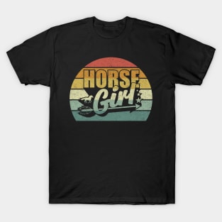 Vintage Retro Horse Girl Girls Horse Birthday Outfit Horseback Riding Equestrian Horse Lover T-Shirt